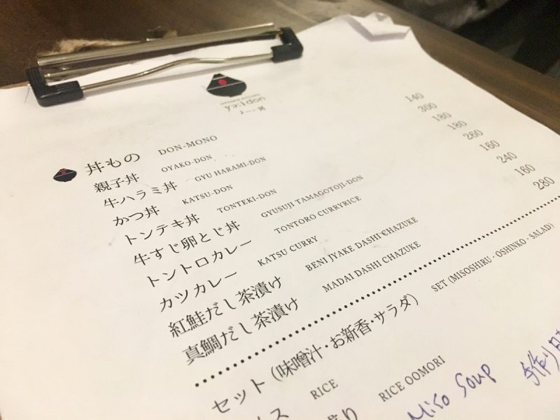 メニュー表