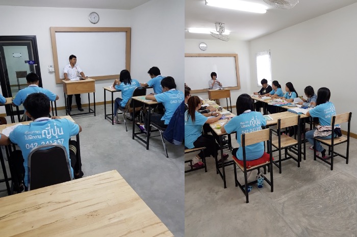 送り出し機関での授業風景 座学で日本語の基礎をしっかり勉強します。